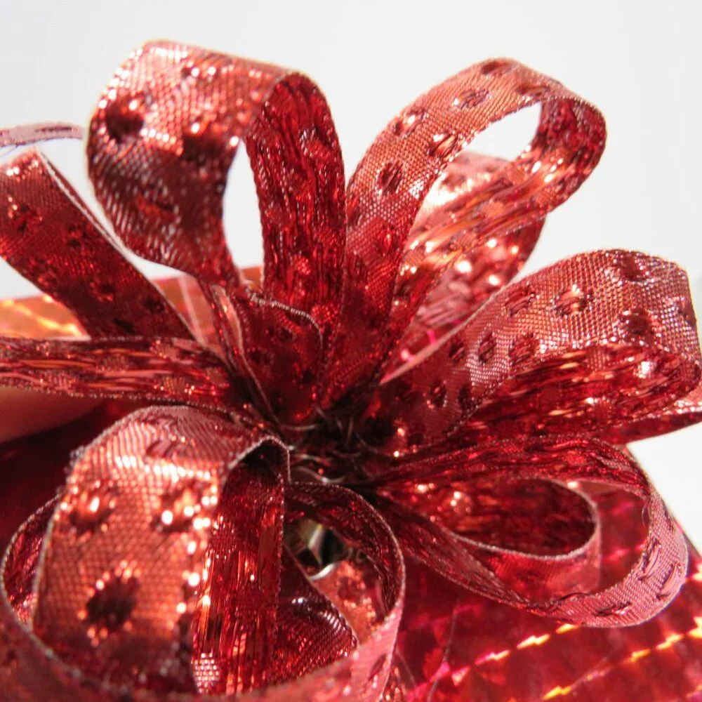 Red Holographic Gift Box, Bow, & Gift Tag (Fits most Ceramic Coffee mugs)